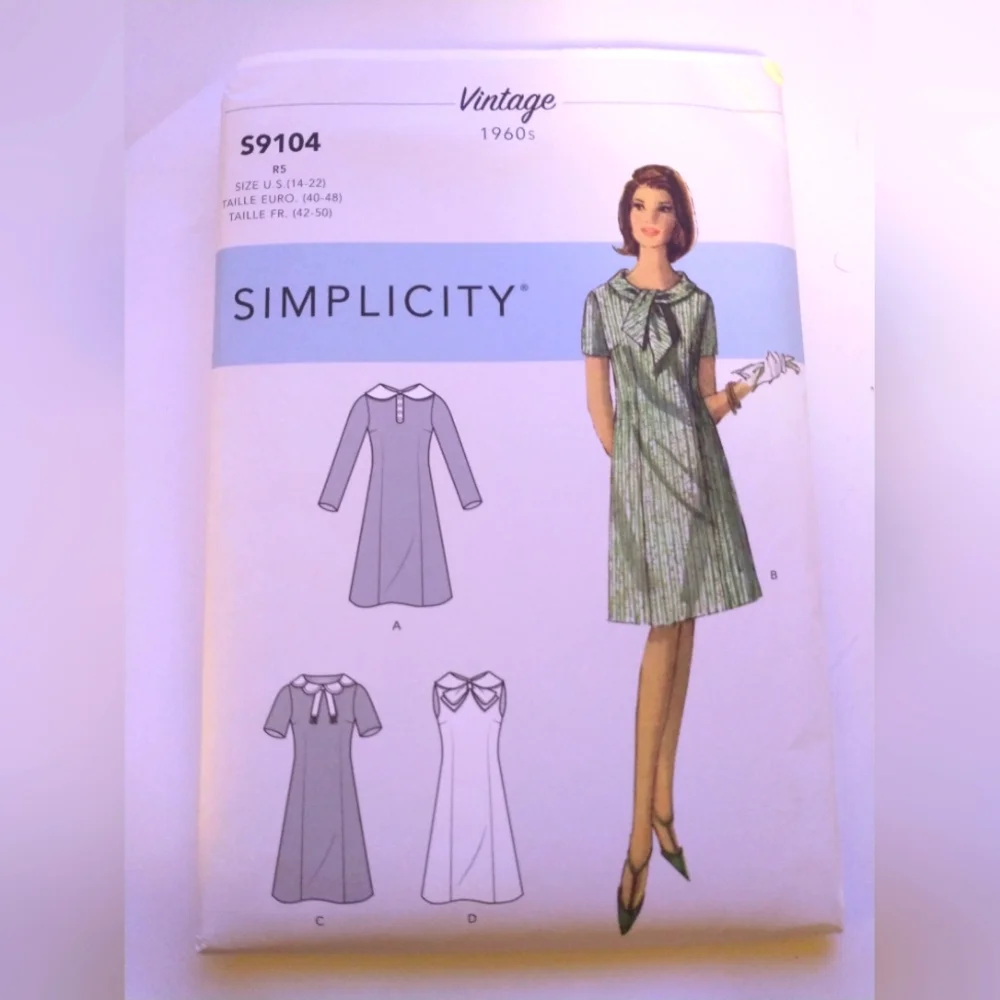 Vintage Simplicity Sewing Pattern S9104‎ Women's Dress R5 14-22 Uncut 1960s